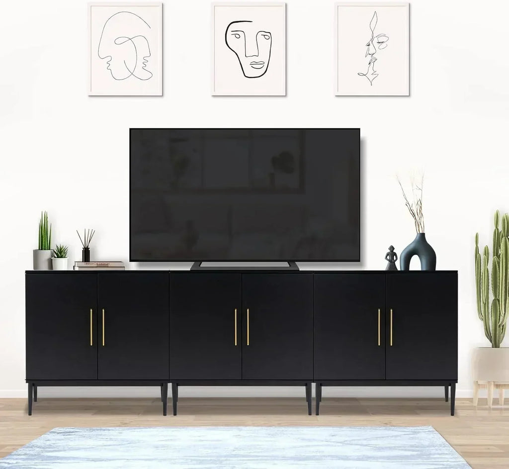 Free Standing Cabinet Black Wood for Living Room Bedroom Dining Room Hallway wourant