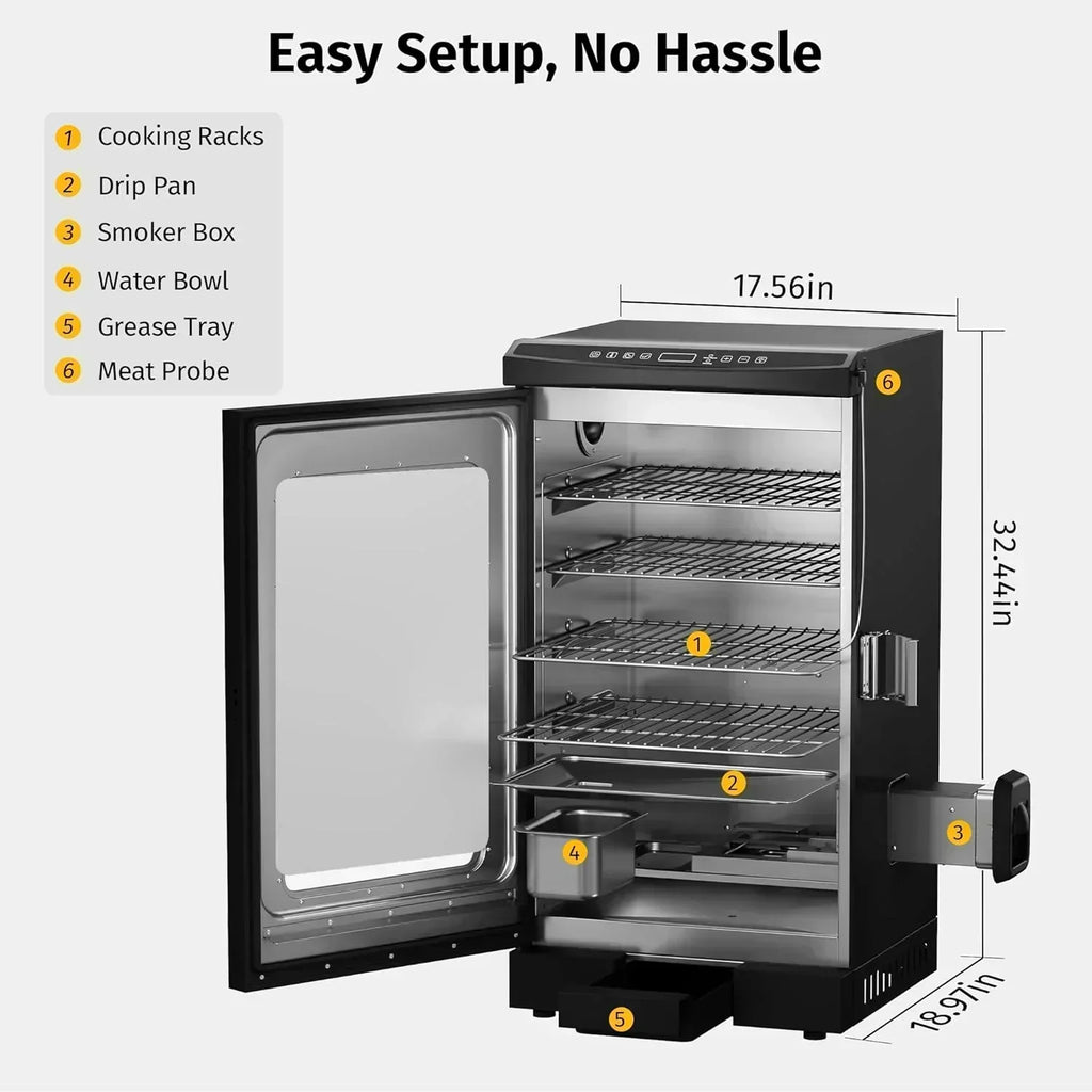 EAST OAK 30" Outdoor Electric Smoker Built-in meat probe smokes up to 6 times longer wourant