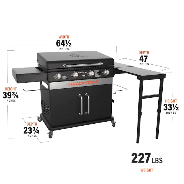 Blackstone 36" Culinary Cabinet Griddle with Side Table 4-Burner Liquid Propane Flat Top Grill wourant