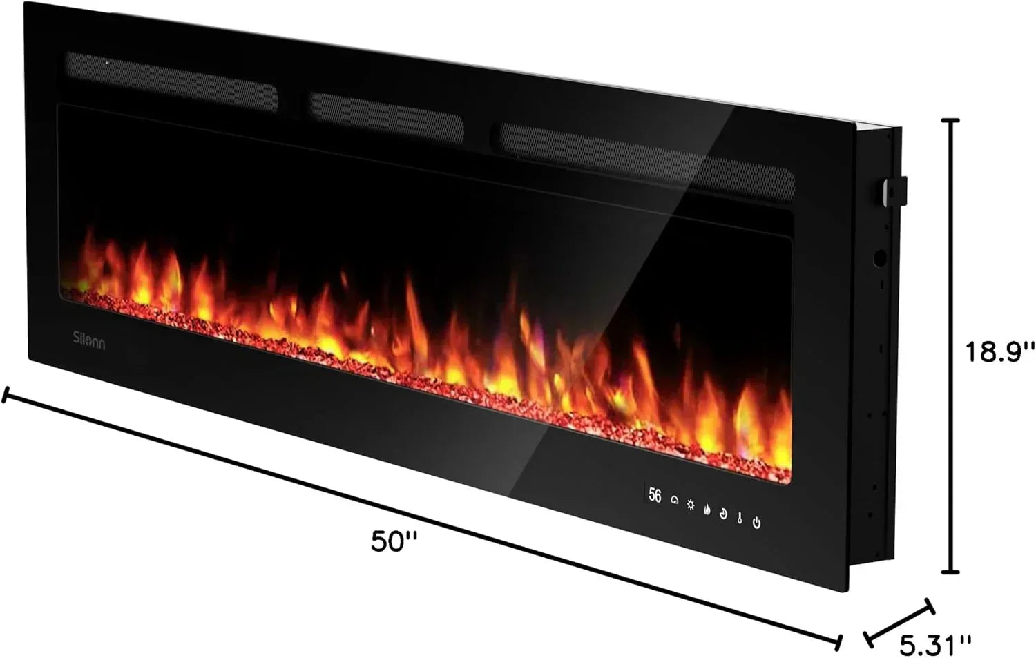 50" Smart Electric Fireplace 5300 BTU Heat Output Wall-Mount Built-In Electric Fireplace wourant