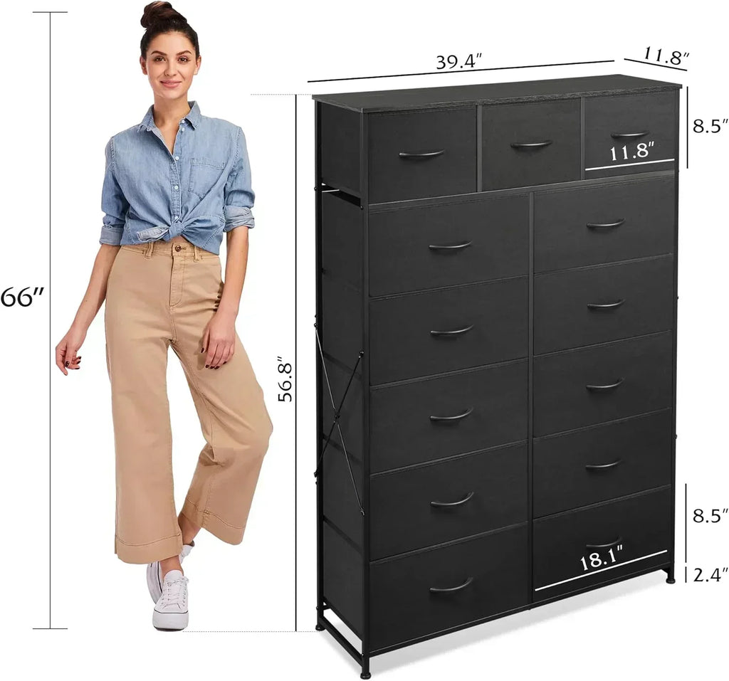 WLIVE Storage Organizer Unit with 13 Fabric Bins Storage Drawers Organizer with Steel Frame wourant