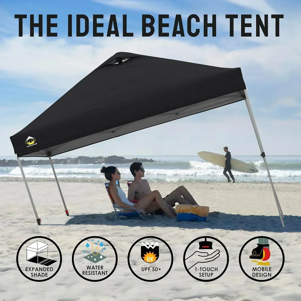 10x10 Pop-Up Awning One-Click Installation Beach Tent Outdoor Sunshade Silver Coated Top wourant
