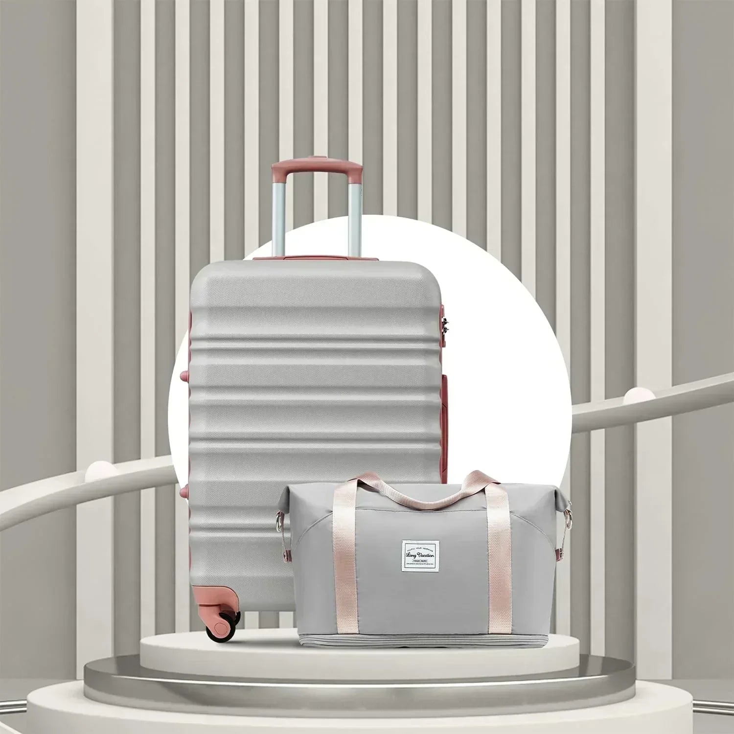 LONG VACATION 6 Piece Luggage Set Carry on Suitcase with ABS+PC hardshell Spinner Wheels wourant