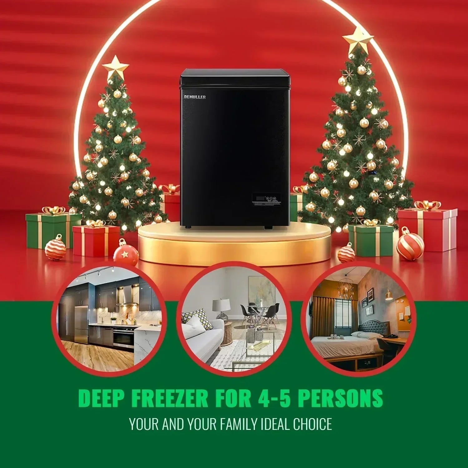 Chest Freezer 5.0Cubic Feet Deep Freezer Freestanding Freezers 2 Removable Stainless Steel Basket wourant