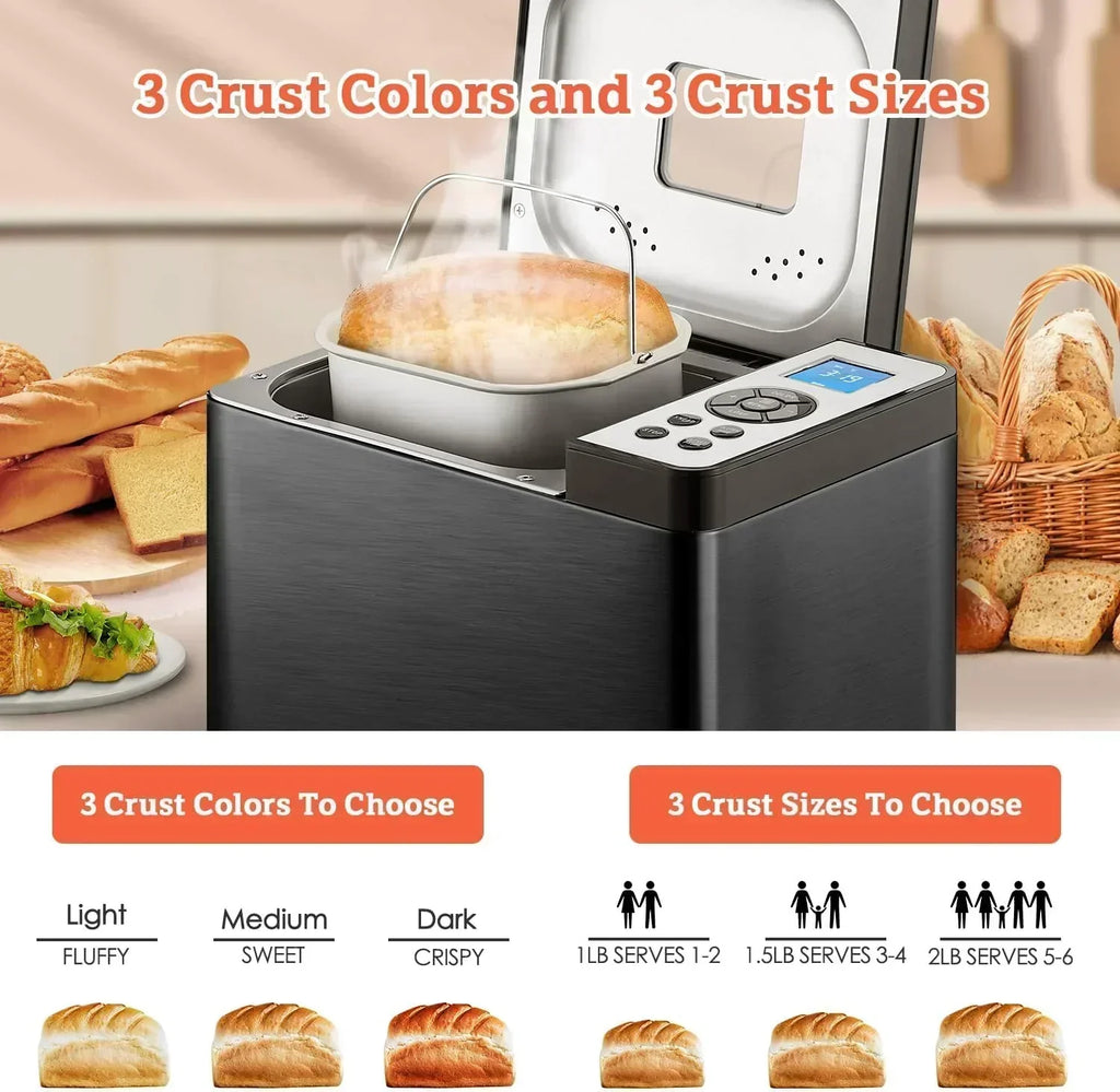 KBS 2LB Bread Maker 19-in-1 Automatic Stainless Steel Bread Maker with Ceramic Pot wourant