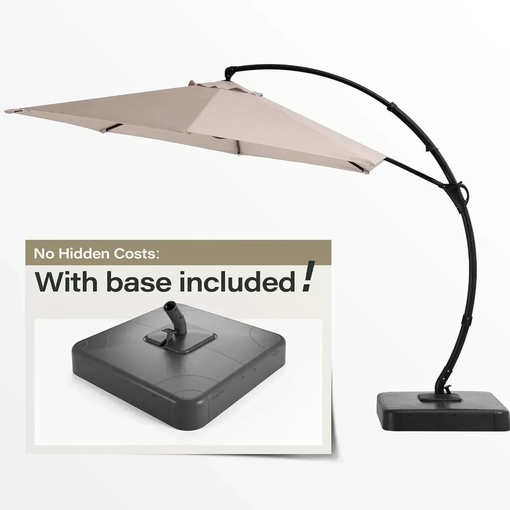 LAUSAINT HOME Outdoor Patio Umbrella with Base included 11 FT Deluxe Curvy Cantilever Umbrella wourant