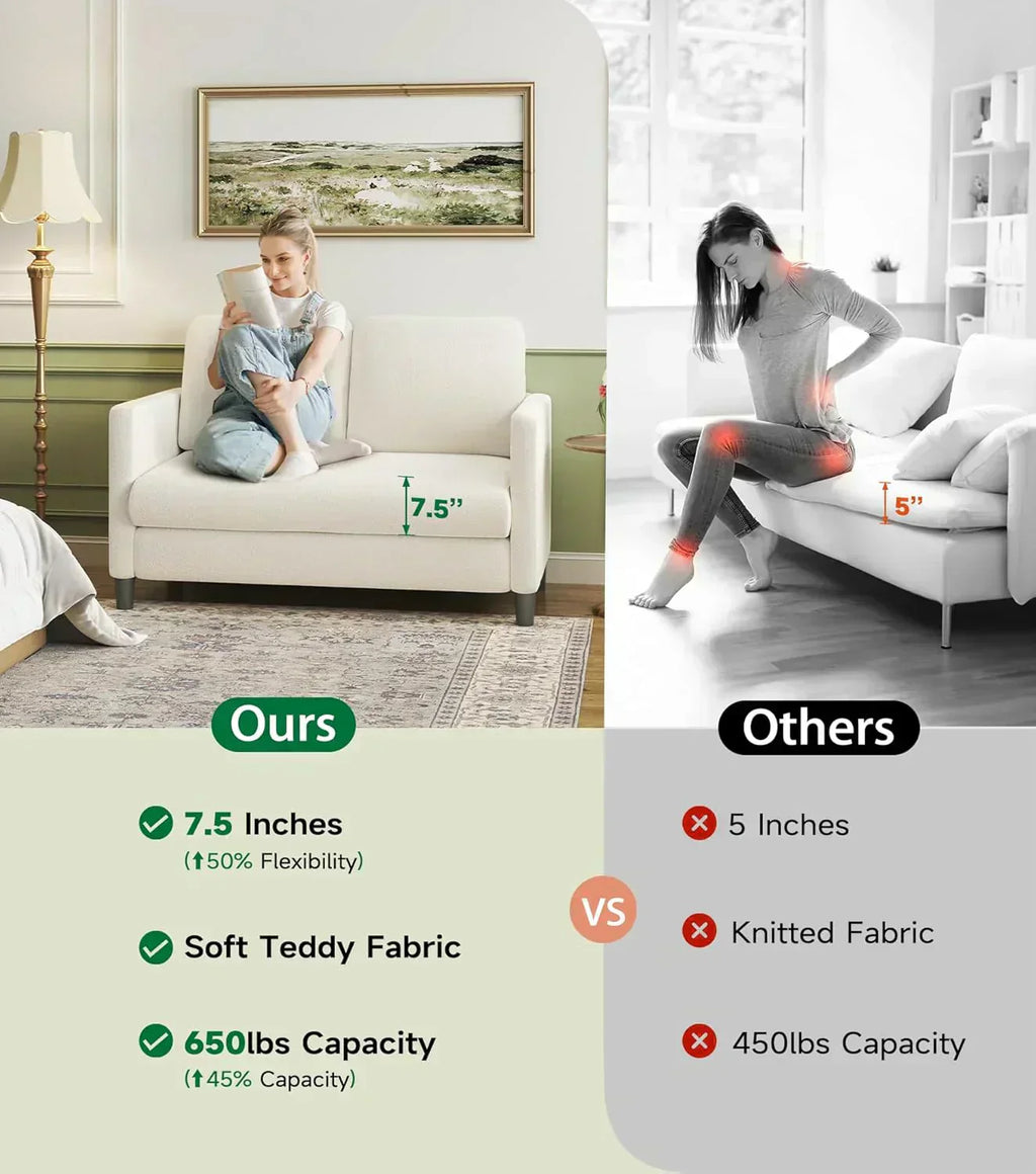 Loveseat Sofa 51" Love Seat Comfy Corduroy Small Loveseat Tool-Free Setup Couch wourant