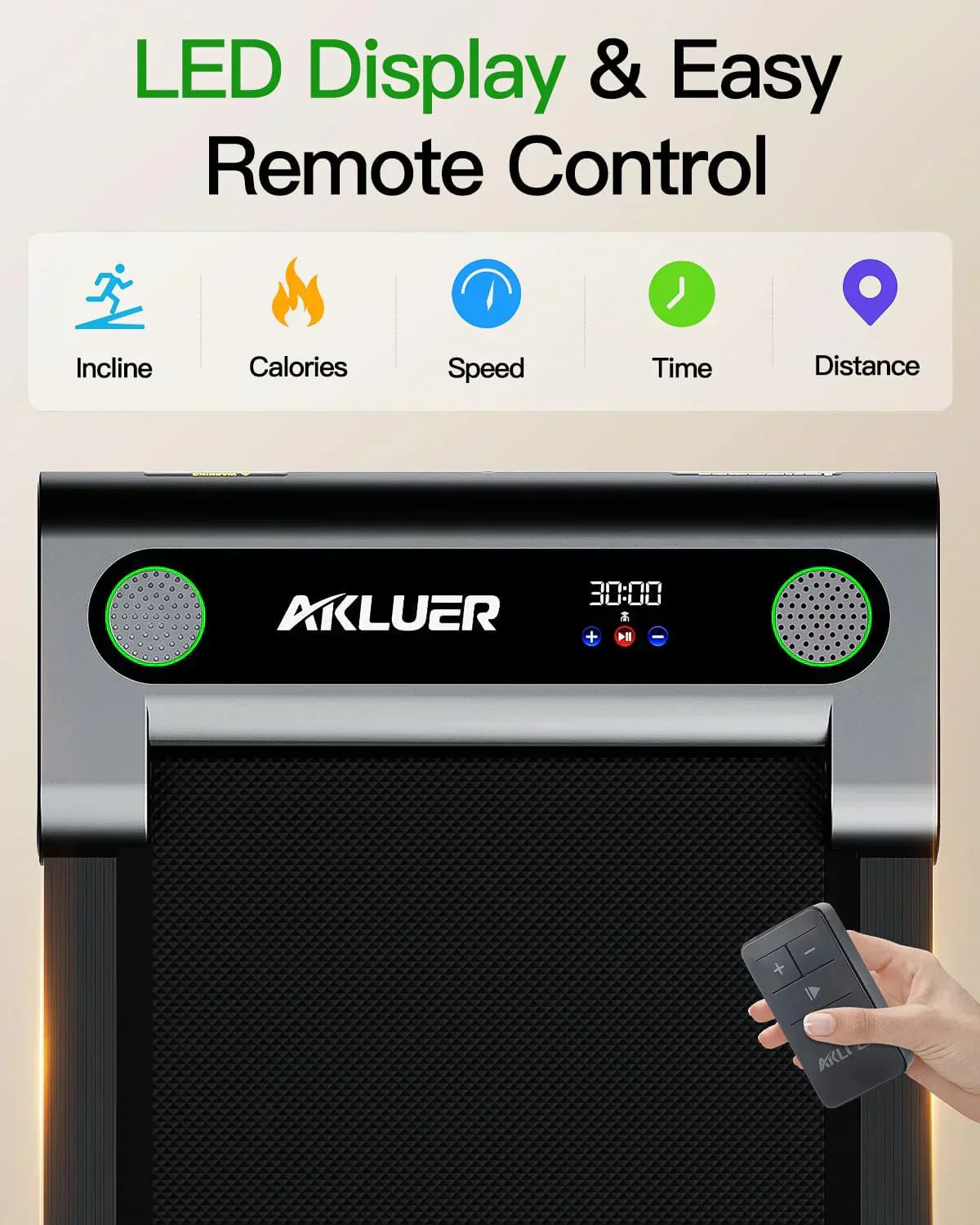 Akluer Inclined Home Treadmill 2.5 HP Small Under-Desk Treadmill Remote Control LED Display wourant