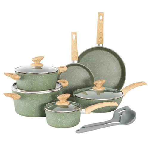 12 Piece Pots and Pans Set Granite Cooking Set wourant