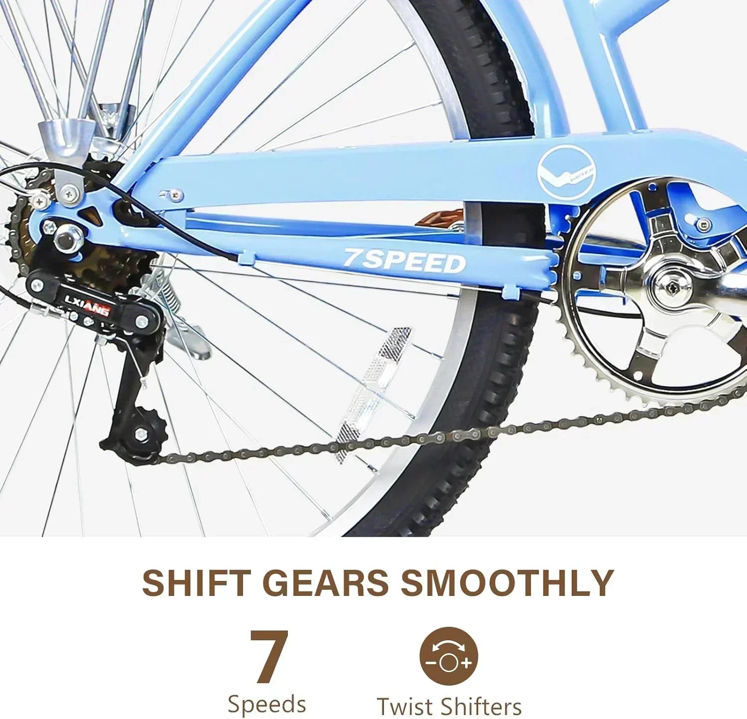 WEIZE Beach Cruiser Bike 26 inch Commuter Bicycle for Adult Men and Women 7-Speed/High-Carbon wourant
