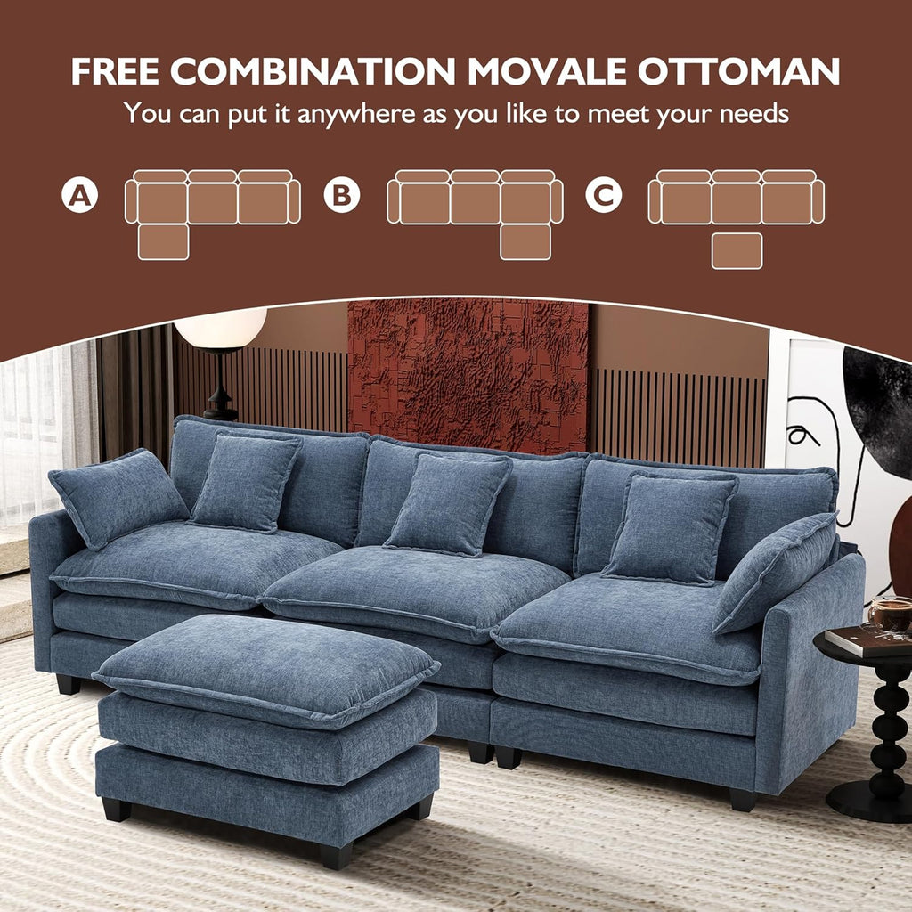 ihanherry 146-inch U-shaped modern sofa modular area cloud sofa wourant