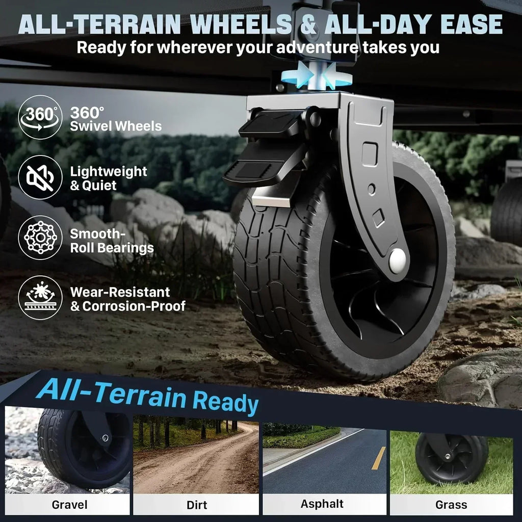 48" Extra Large Folding Travel Cart 560 lb Capacity 350 L Heavy Duty Utility Cart with Brakes wourant