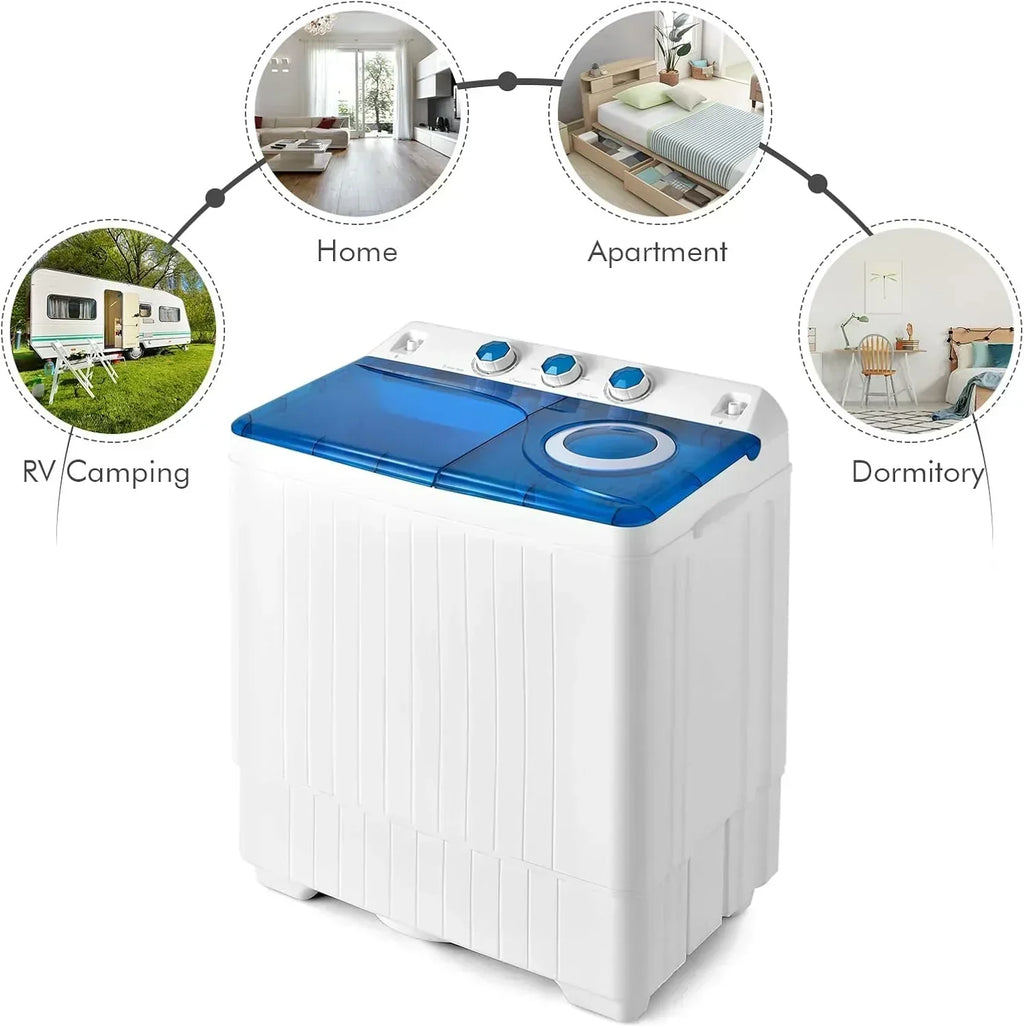 COSTWAY Double Tub 26 lb Capacity Laundry 18 lb 8 lb Spin Combo Drain Pump Washing Machine wourant