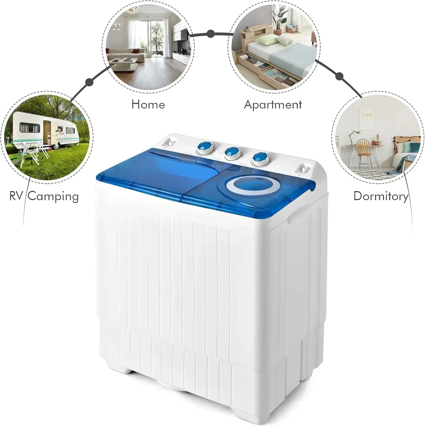 COSTWAY Double Tub 26 lb Capacity Laundry 18 lb 8 lb Spin Combo Drain Pump Washing Machine wourant