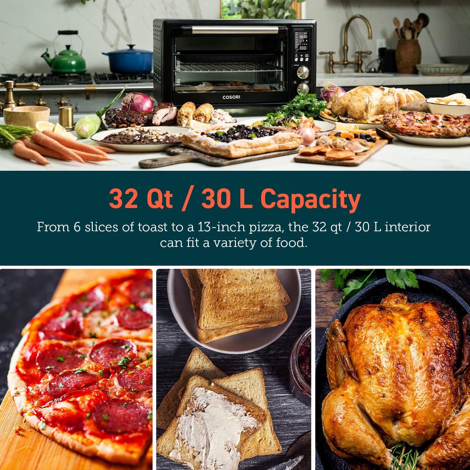 Air Fryer Toaster Oven Combo 13-in-1 32Qt APP Voice Control Convection Oven Countertop wourant