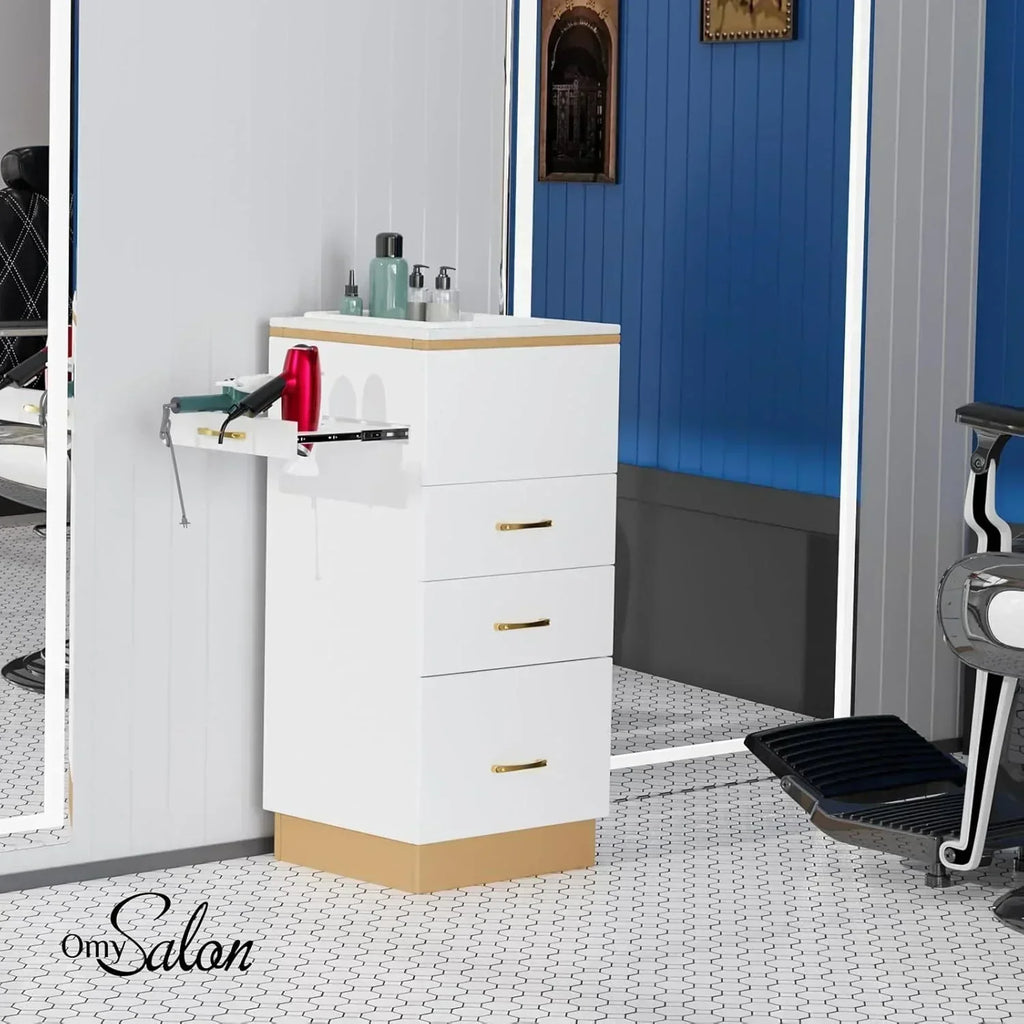 OmySalon Salon Storage Station Barber Stations Beauty Salon Spa Equipment with 3 Drawers wourant
