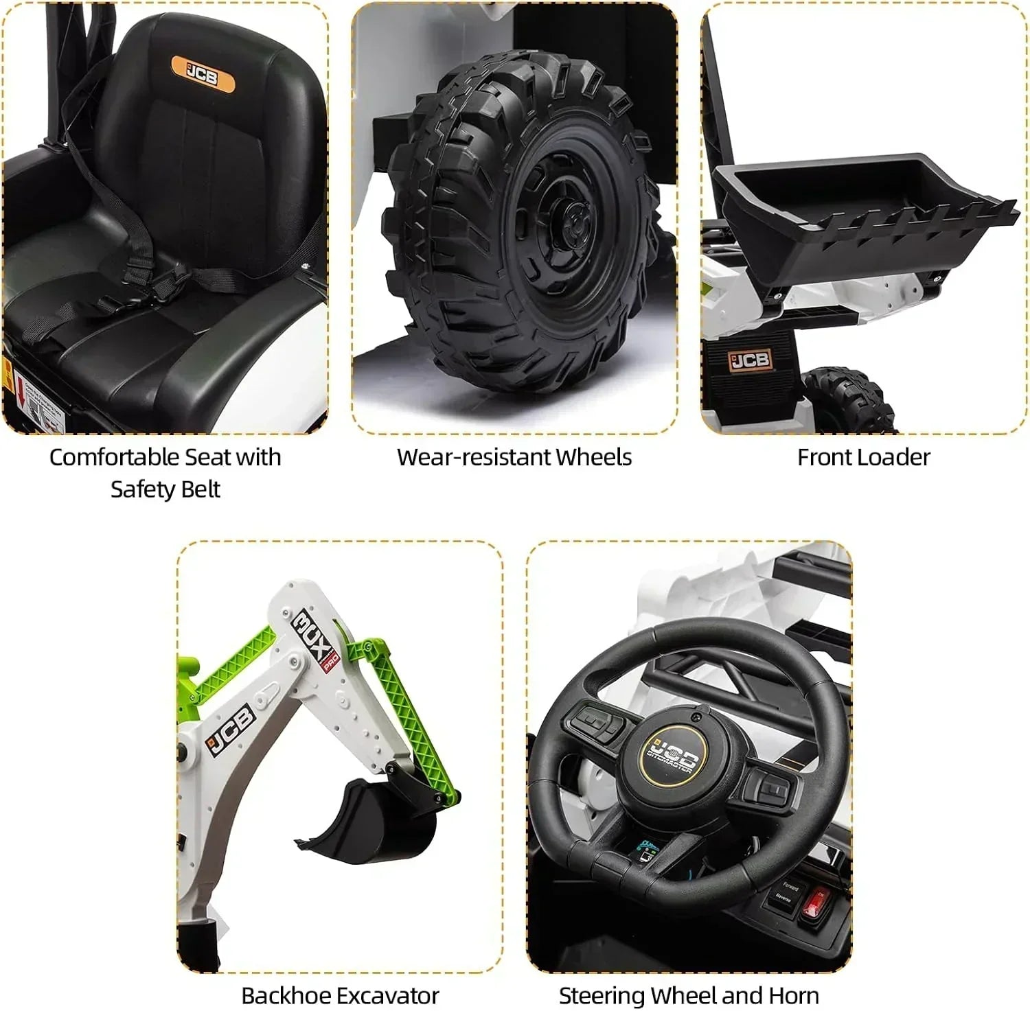 12V JCB Ride On Excavator Ride on Toys for Kids 4-8 Electric Car for Kids with Tractor wourant