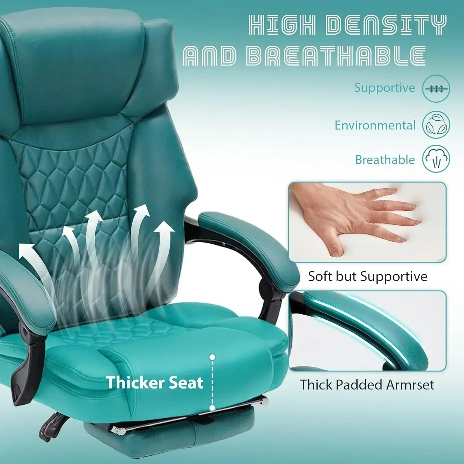 Massage Office Chair with Footrest 6 Point Vibration and Heating Home Office Desk Chair wourant