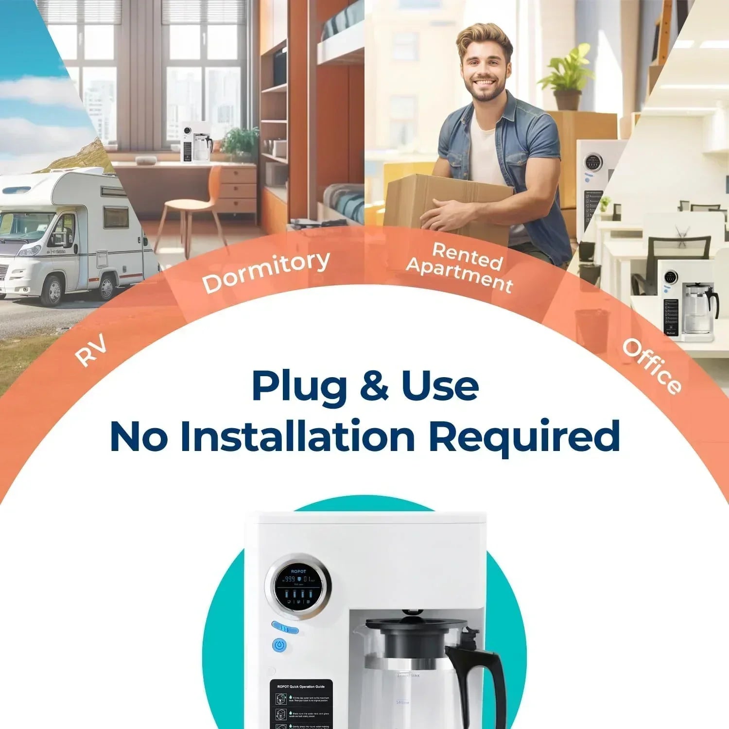 Bluevua RO100ROPOT-UV Reverse Osmosis System Countertop Water Purifier 6-stage purification wourant