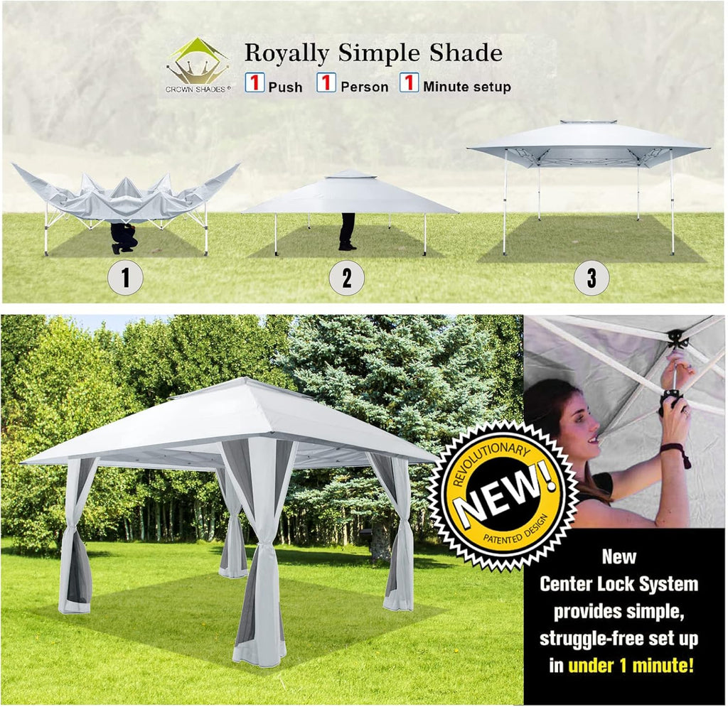 CROWN SHADES 13x13 Pop Up Gazebo Canopy Tent Gazebos on Clearance Outdoor Gazebo wourant