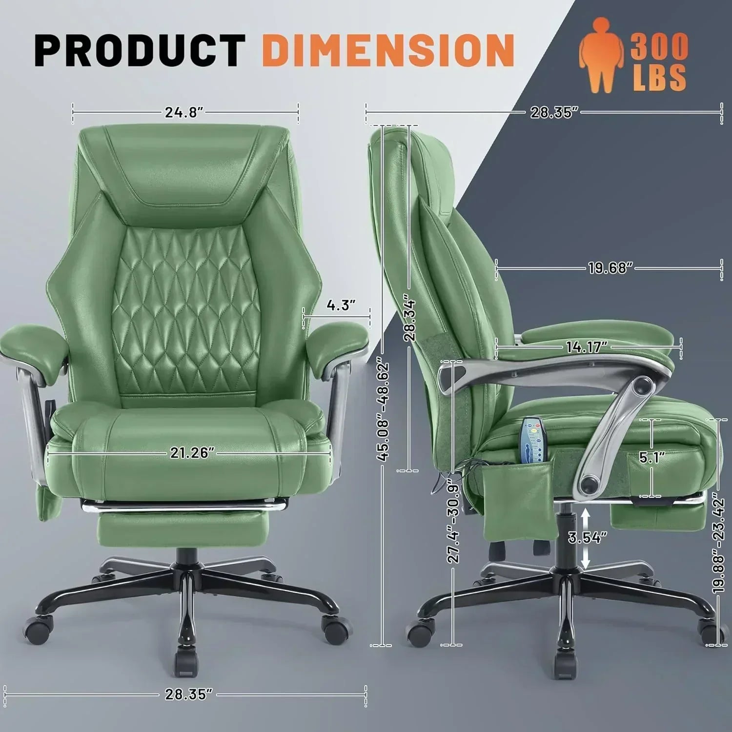 Massage Office Chair with Heating and Footrest Ergonomic Executive Reclining Office Chair wourant