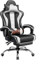 Gaming Chair with Massage Lumbar Support and Footrest Height Office Gaming Chair wourant