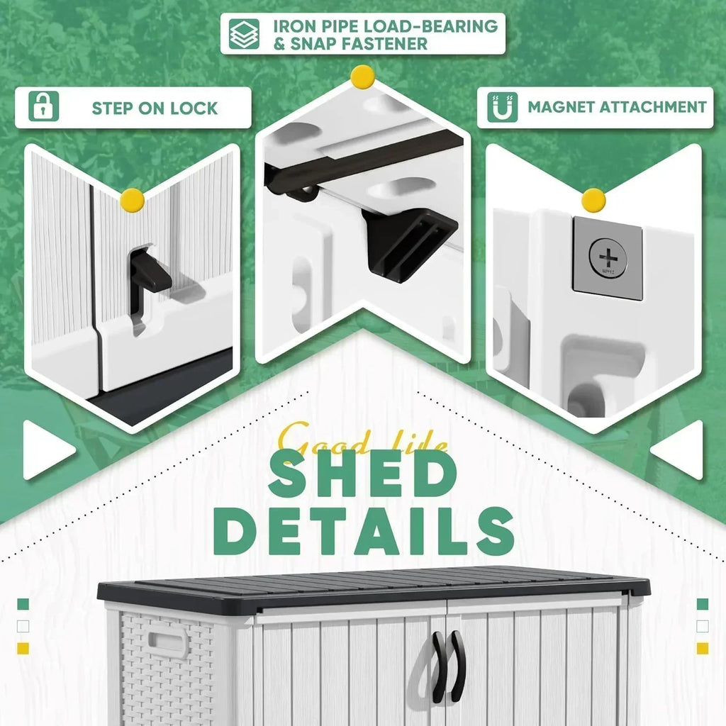Devoko Outdoor Storage Cabinet 26 Cu Ft with Lockable Doors Horizontal Storage Shed Waterproof wourant