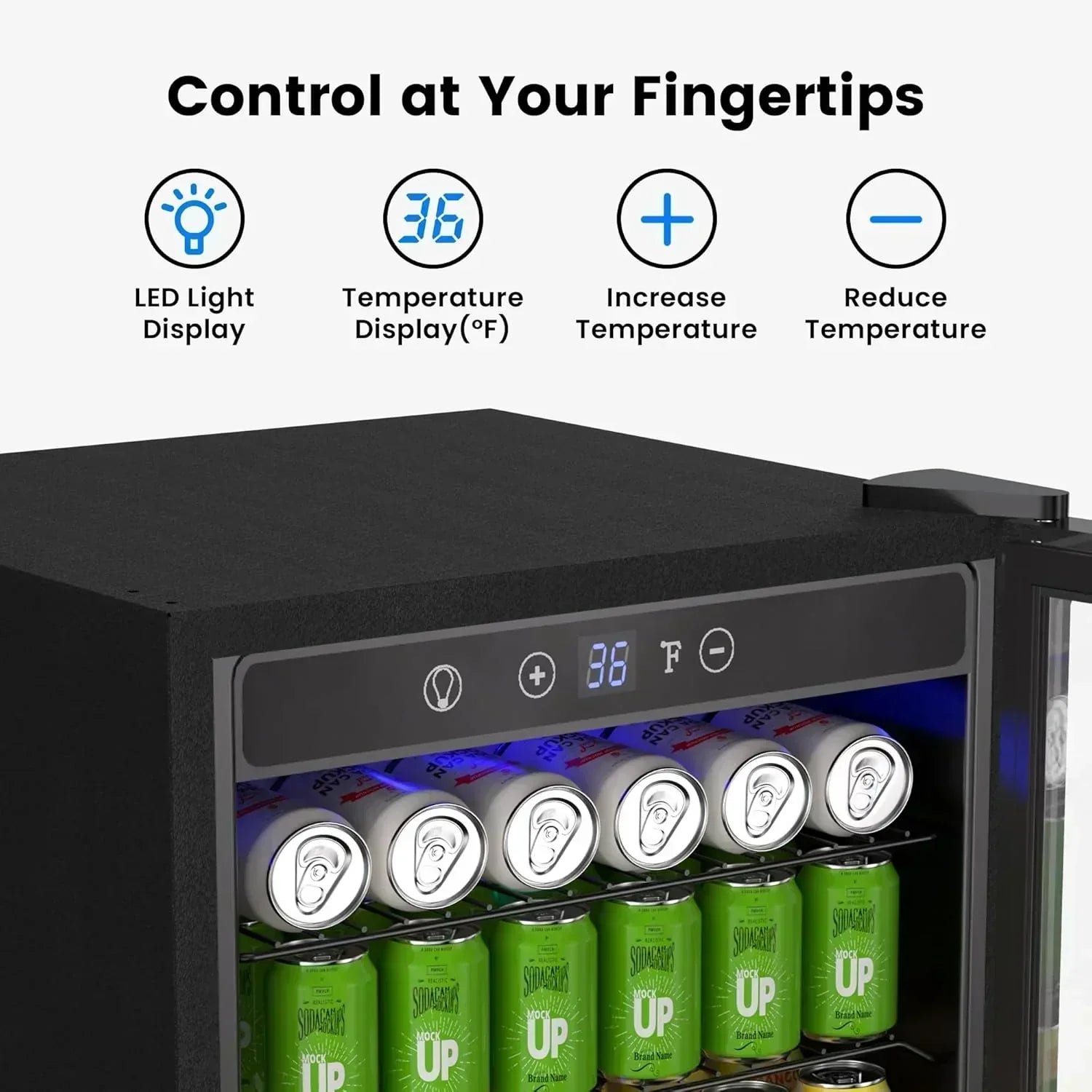 Beverage Refrigerator Cooler 126 Can Mini Fridge Glass Door for Drinks Soda Beer Wine Refrigerator wourant