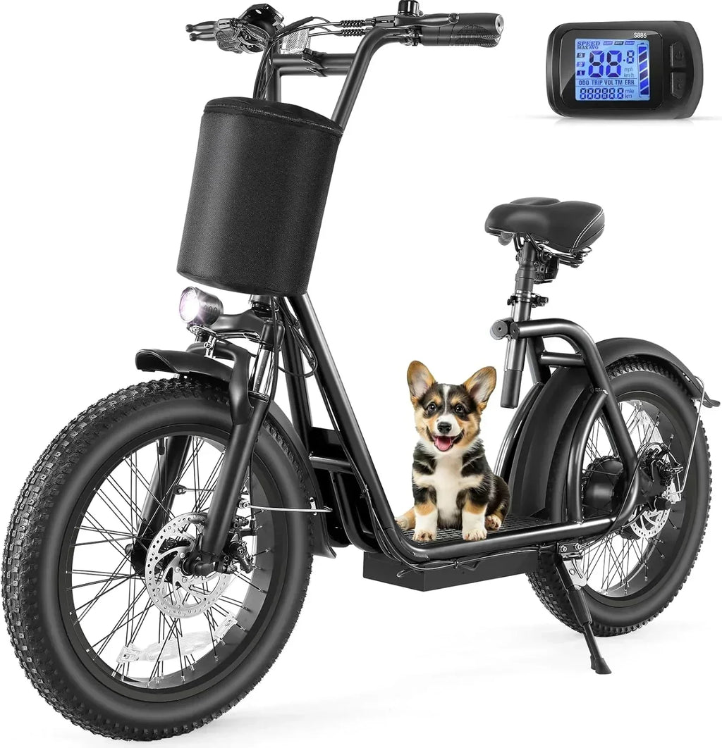 Caroma Peak 800W Foldable Adult Electric Scooter with 20-inch Wide Tires 48V Battery Basket wourant