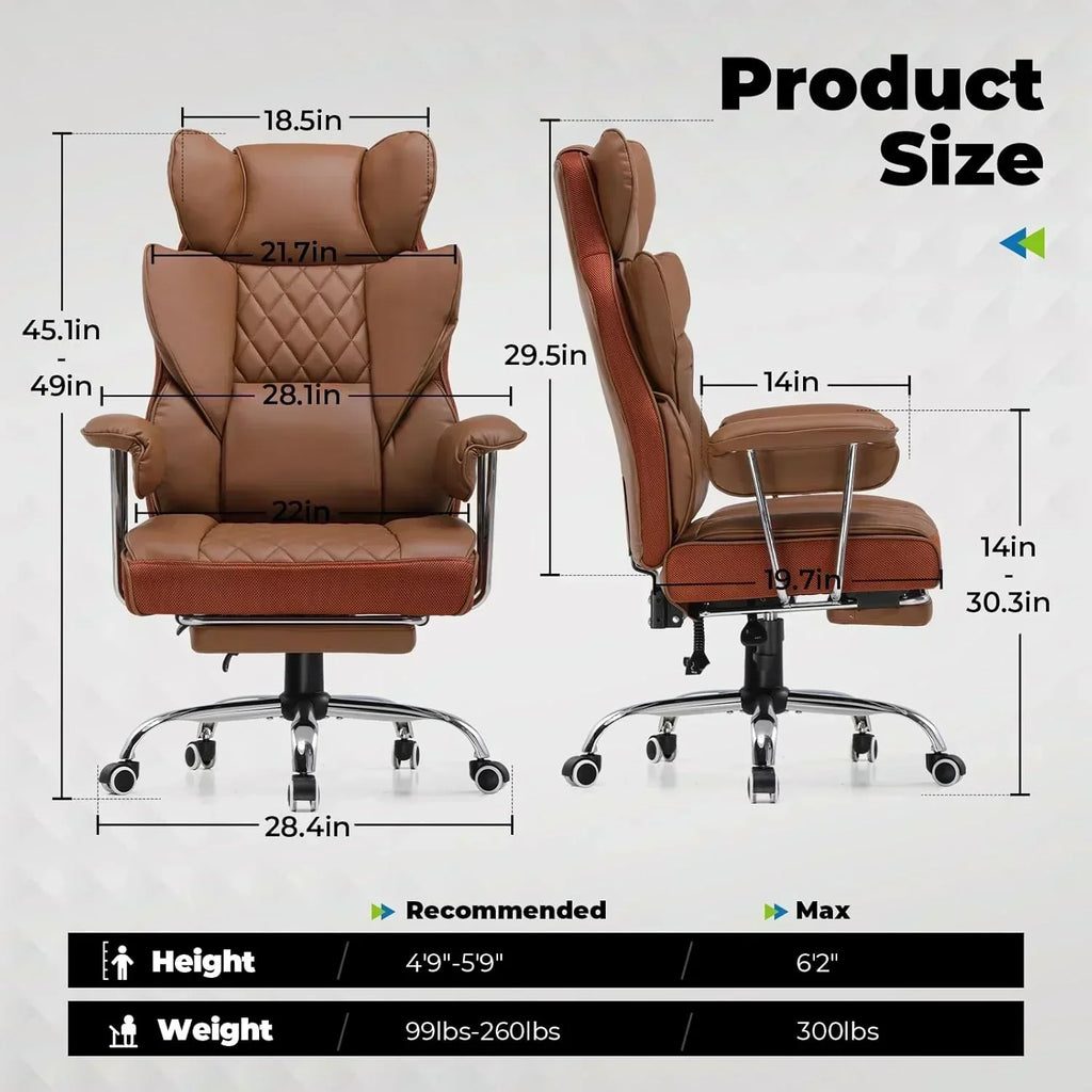 Large high back office chair high back leather gaming chair with footrest wourant