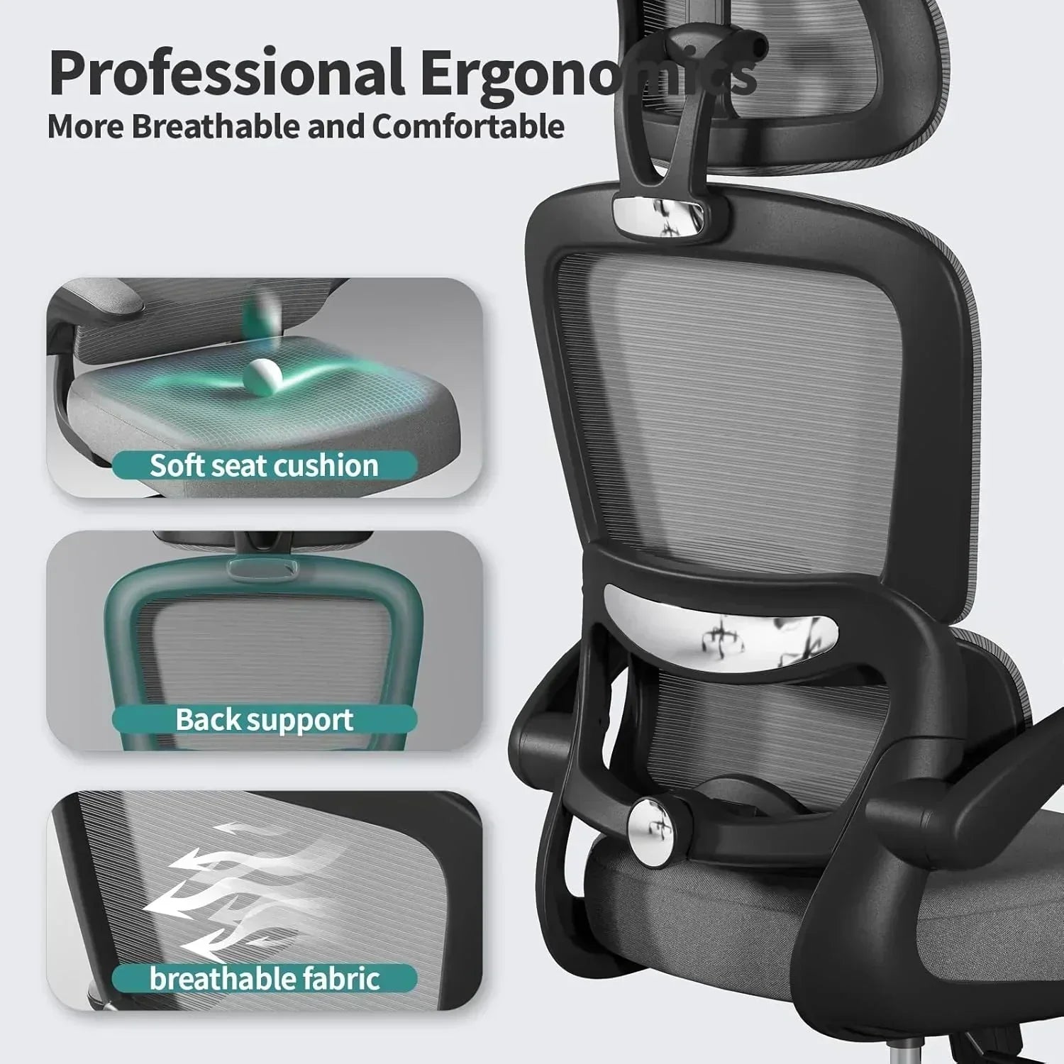 Office Chair Ergonomic Desk Chair 330 lbs Home Mesh Desk Chair Comfortable Gaming Chair wourant
