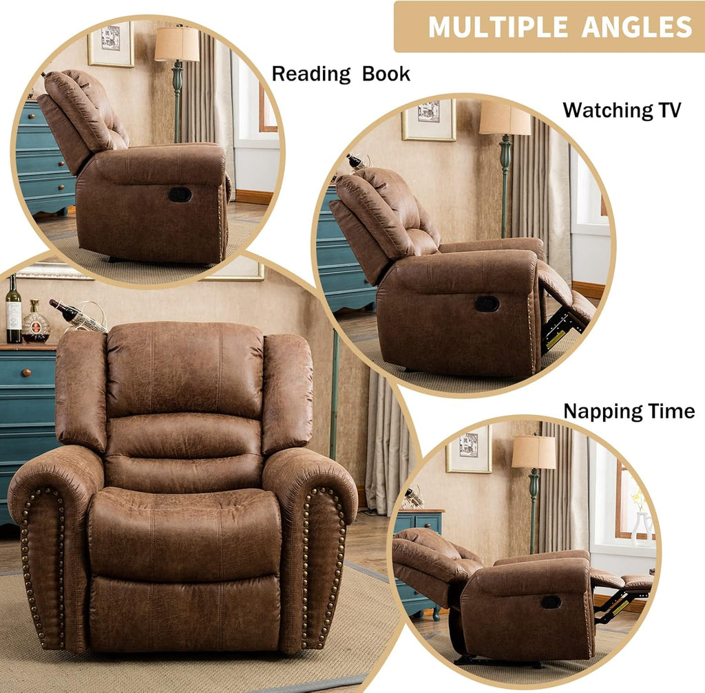 Leather recliner classic traditional manual recliner single sofa for living room wourant