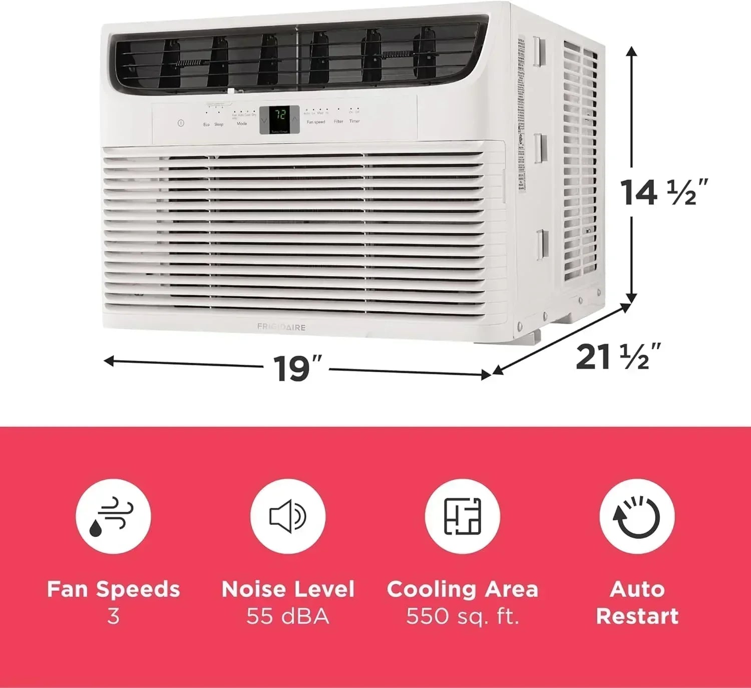 Frigidaire 5,000 BTU Window Air Conditioner Remote Control Cools Up to 150 Sq. Ft. Quiet Operation wourant