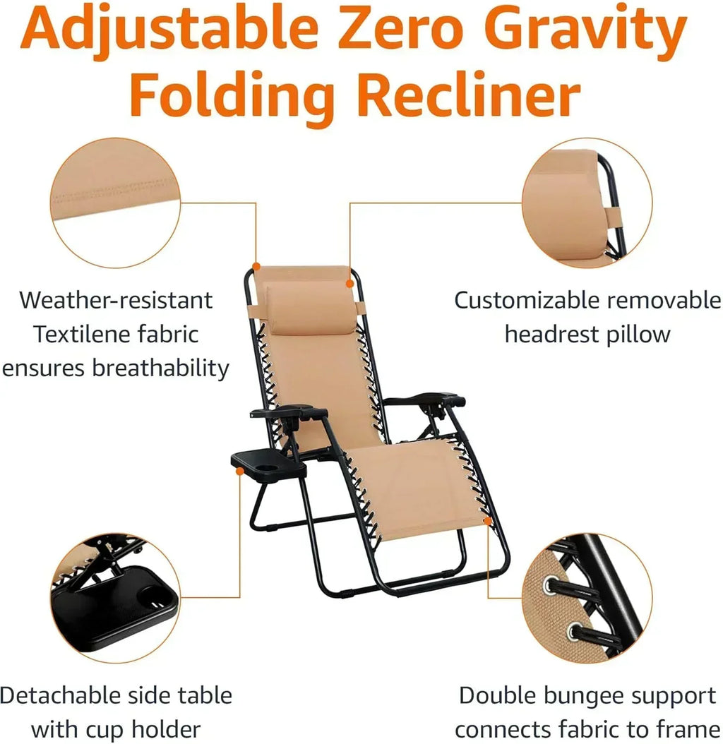 Amazon Basics Outdoor Patio Mesh Adjustable Zero Gravity Lounge Chair Recliners set of 2 wourant
