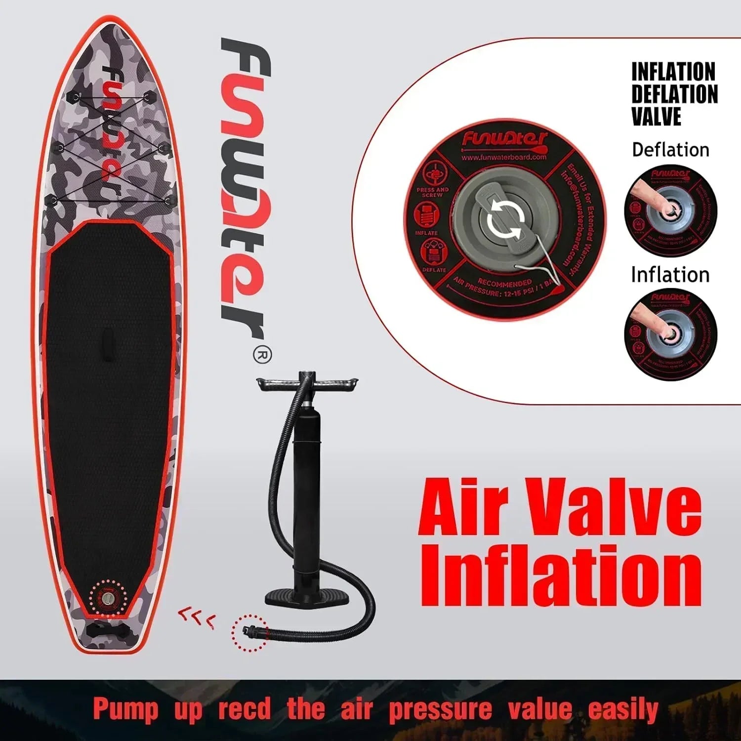 FunWater Inflatable Stand Up Paddle Board Premium SUP Paddle Accessories EVA Deck wourant
