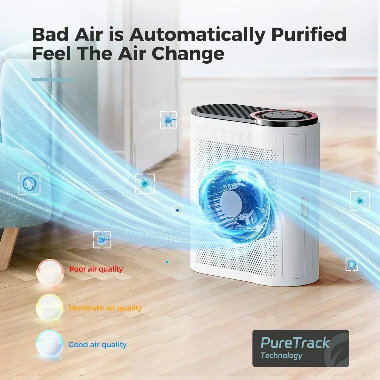 Home air purifier equipped with air quality sensor wourant