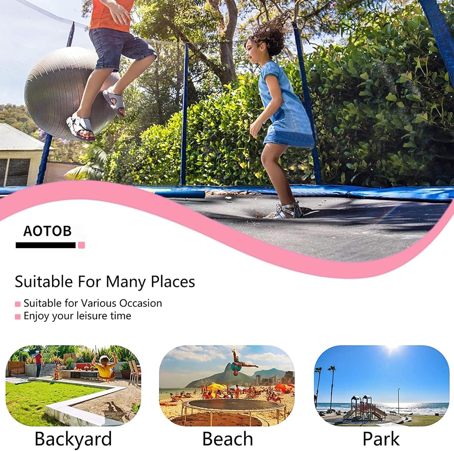 AOTOB 8FT 10FT 12FT 14 FT 15FT Trampoline with Safety Enclosure Net Outdoor Trampoline wourant