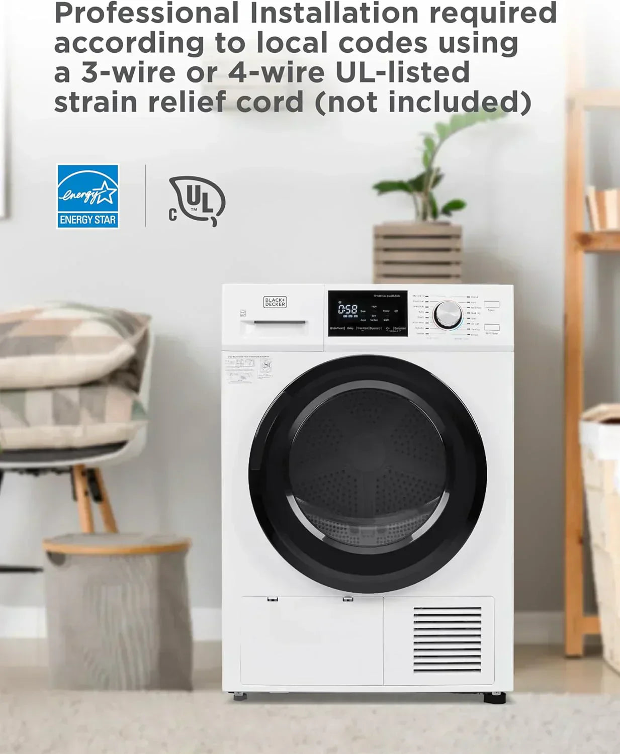 Compact Clothes Dryer 1.5 Cu. Ft. 850W Electric Dryer 120V Vented Dryer Stainless Steel Drum wourant