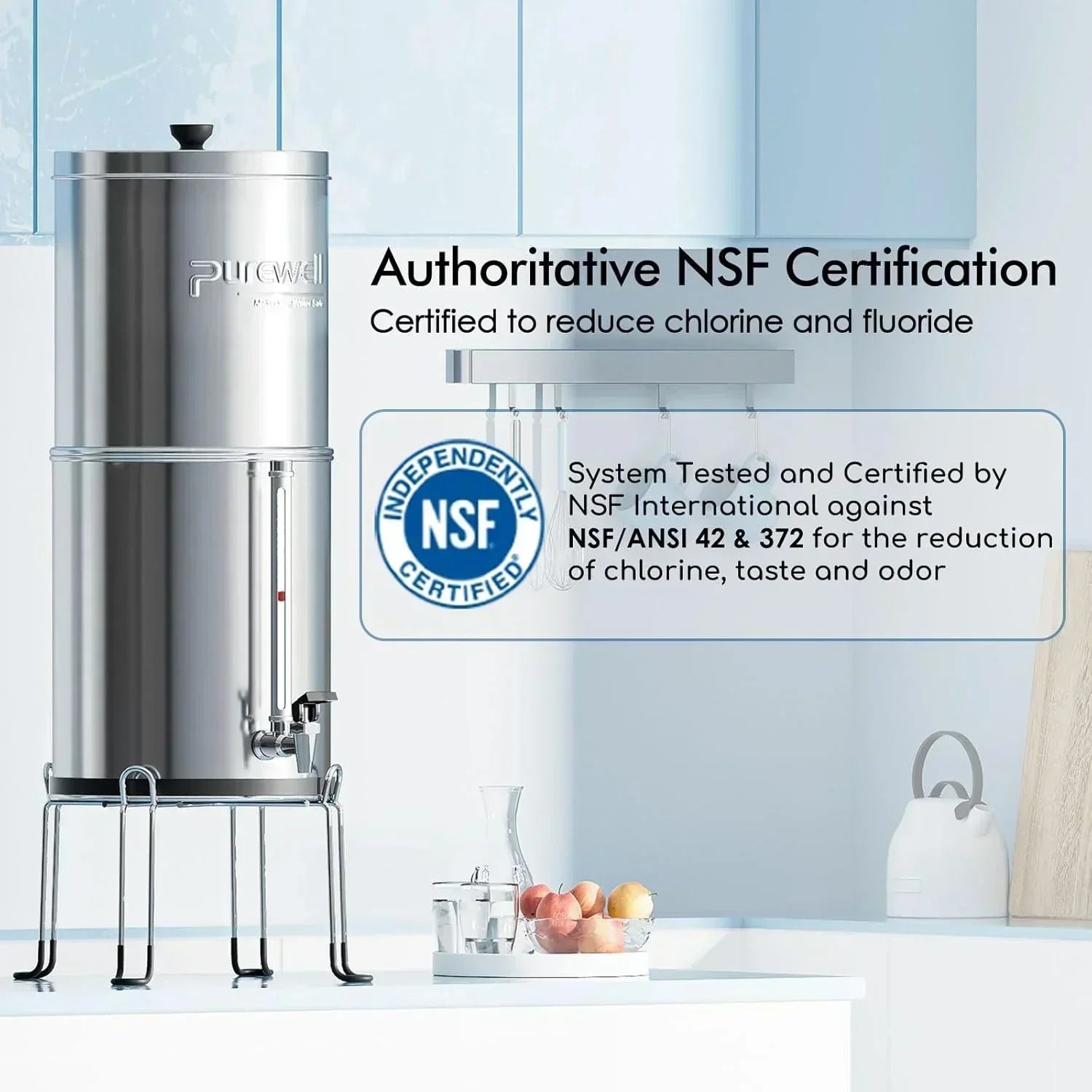 Purewell three-stage 0.01μm ultrafiltration gravity water filtration system 304 wourant