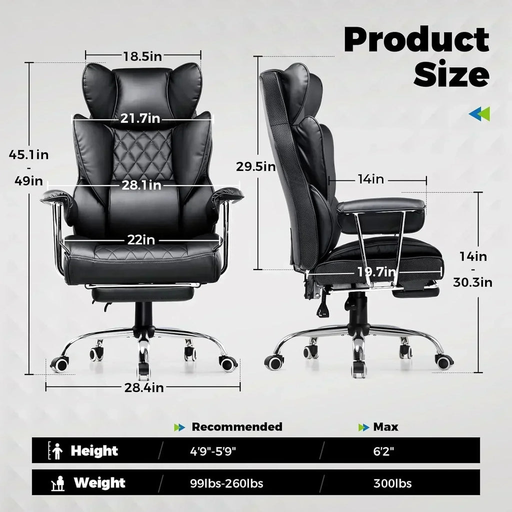 Large high back office chair high back leather gaming chair with footrest wourant