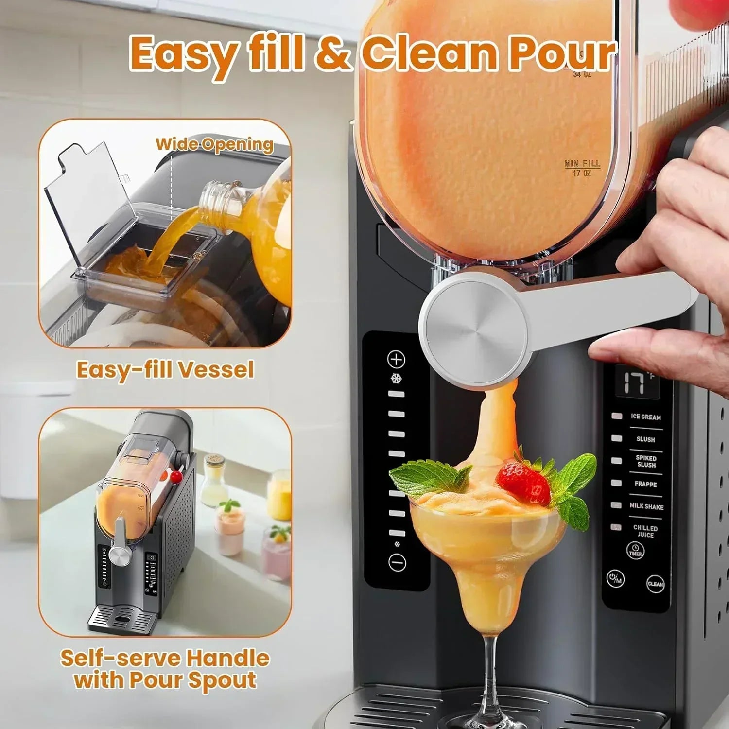 Slushie Machine Professional Frozen Drink Maker No Ice Needed Slushie Machine with LED Display wourant