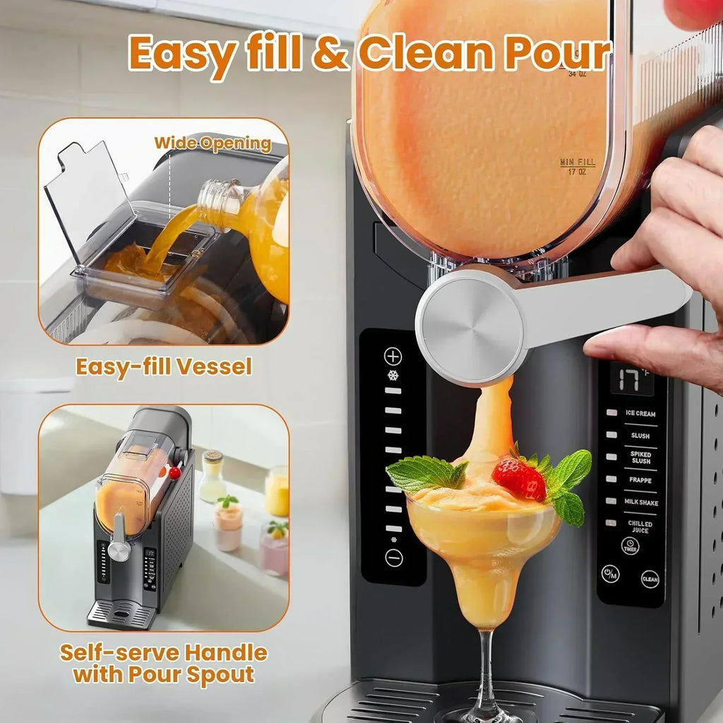 Slushie Machine Professional Frozen Drink Maker No Ice Needed Slushy Machine with LED Display wourant