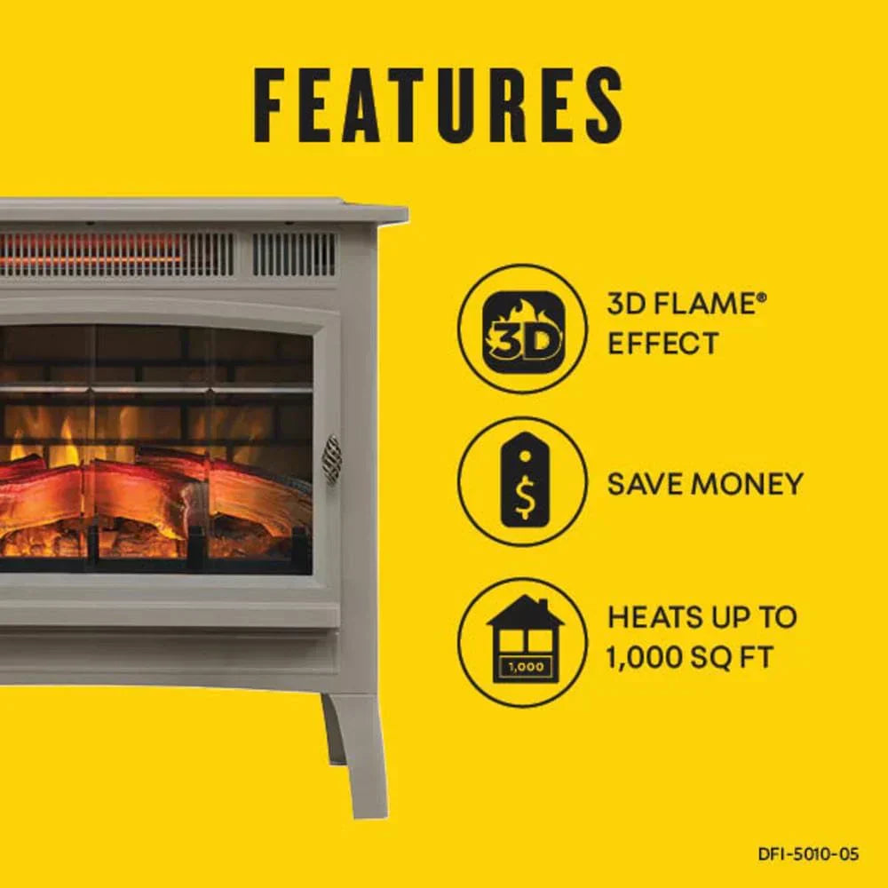 Freestanding Electric Fireplace Stove Heater with 3D Flame Effect for 1000 Sq. Ft wourant