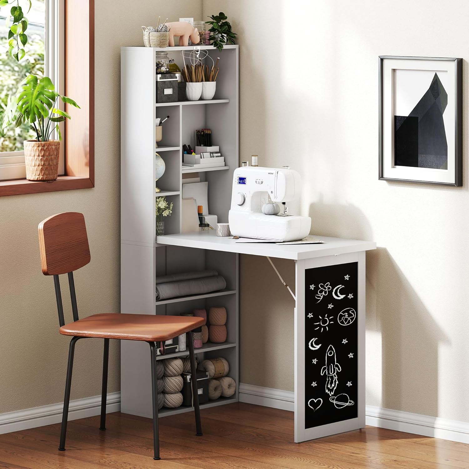 Folding convertible writing desk wall mounted desk cabinet multifunctional home workstation wourant