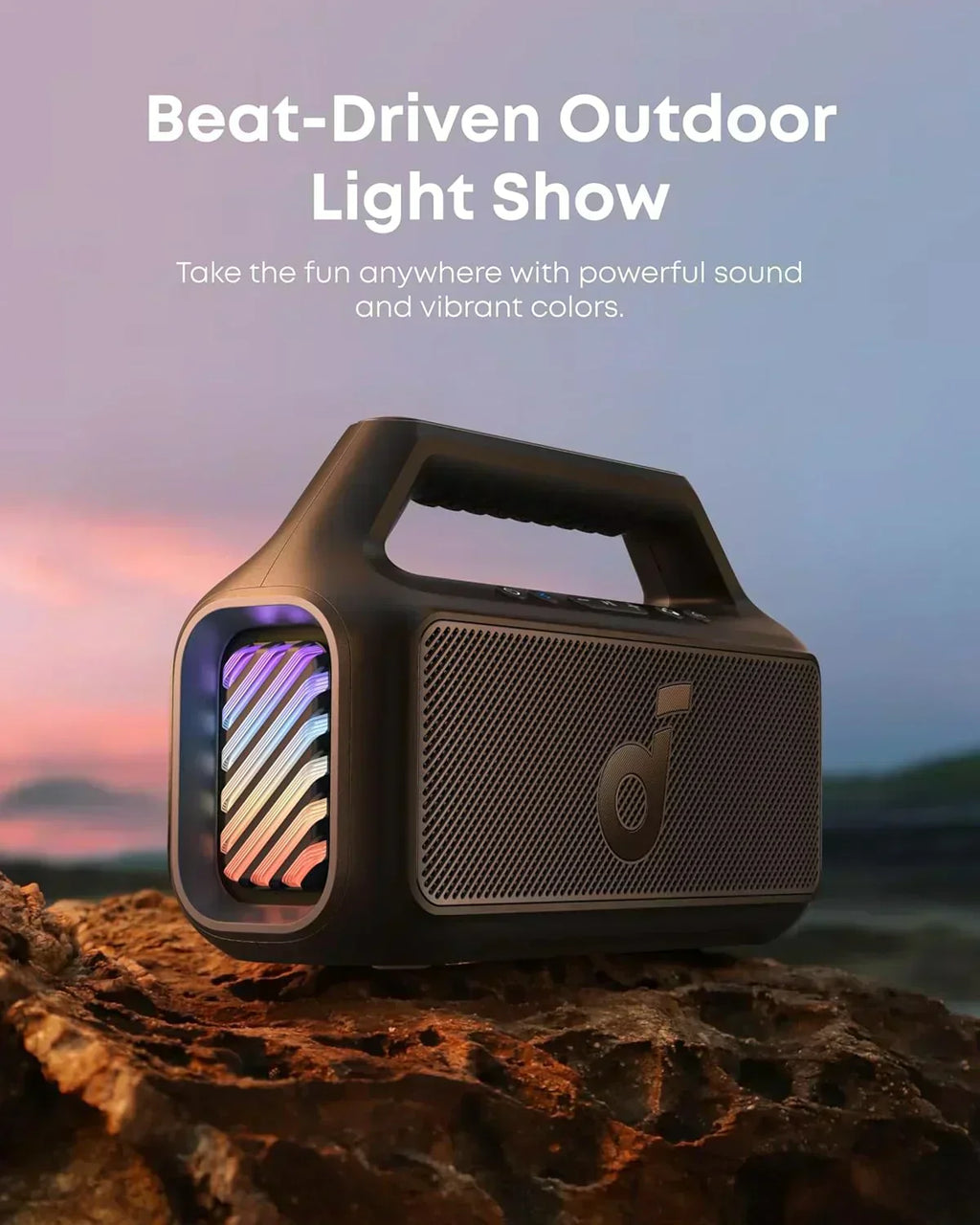 Outdoor Speaker 80W Subwoofer BassUp 2.0 24H Playtime IPX7 Waterproof Floatable RGB Lights wourant