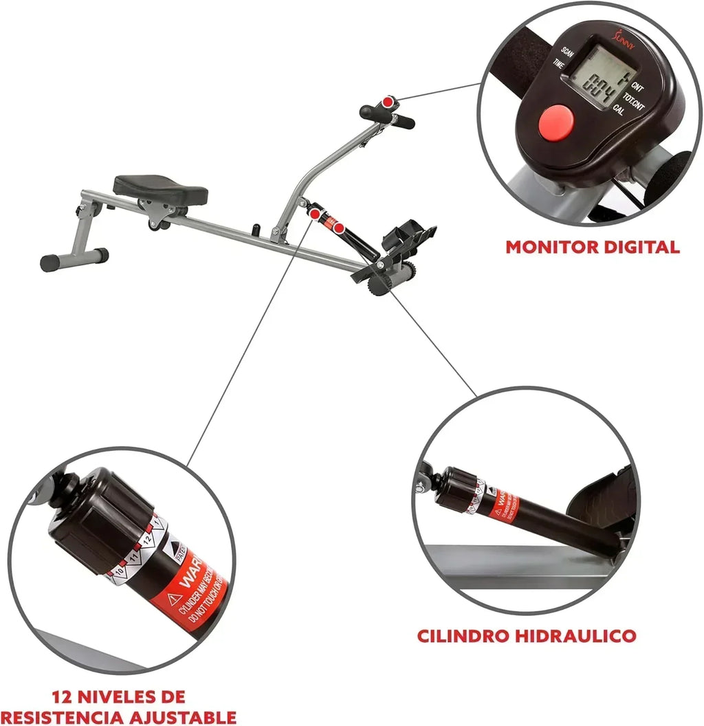 Sunny Health & Fitness Compact Adjustable Rowing Machine with 12 Levels of Resistance wourant