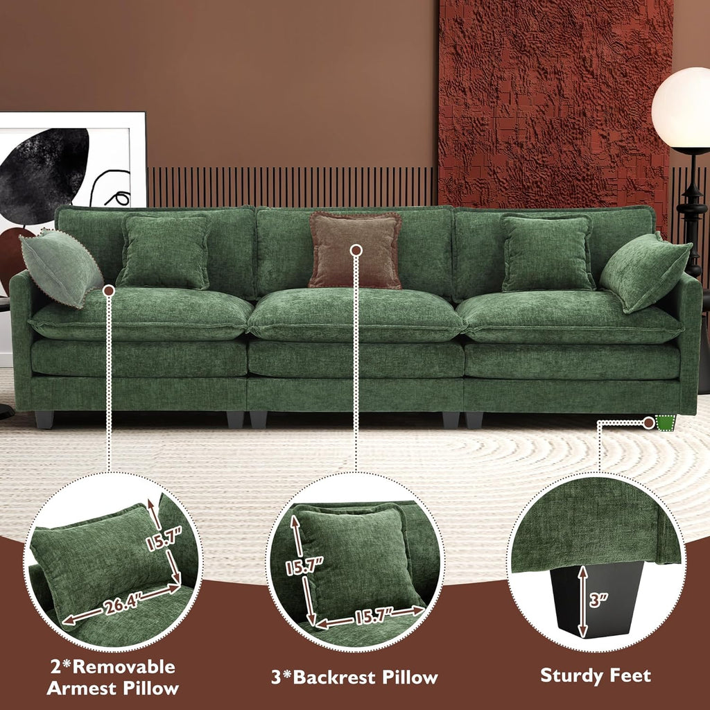 ihanherry 146-inch U-shaped modern sofa modular area cloud sofa wourant