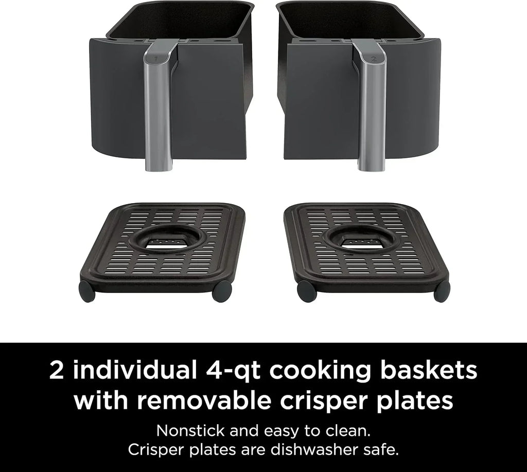 Ninja Foodi 6-in-1 FlexBasket Air Fryer with 7 QT MegaZone Basket Divider for Large Proteins wourant