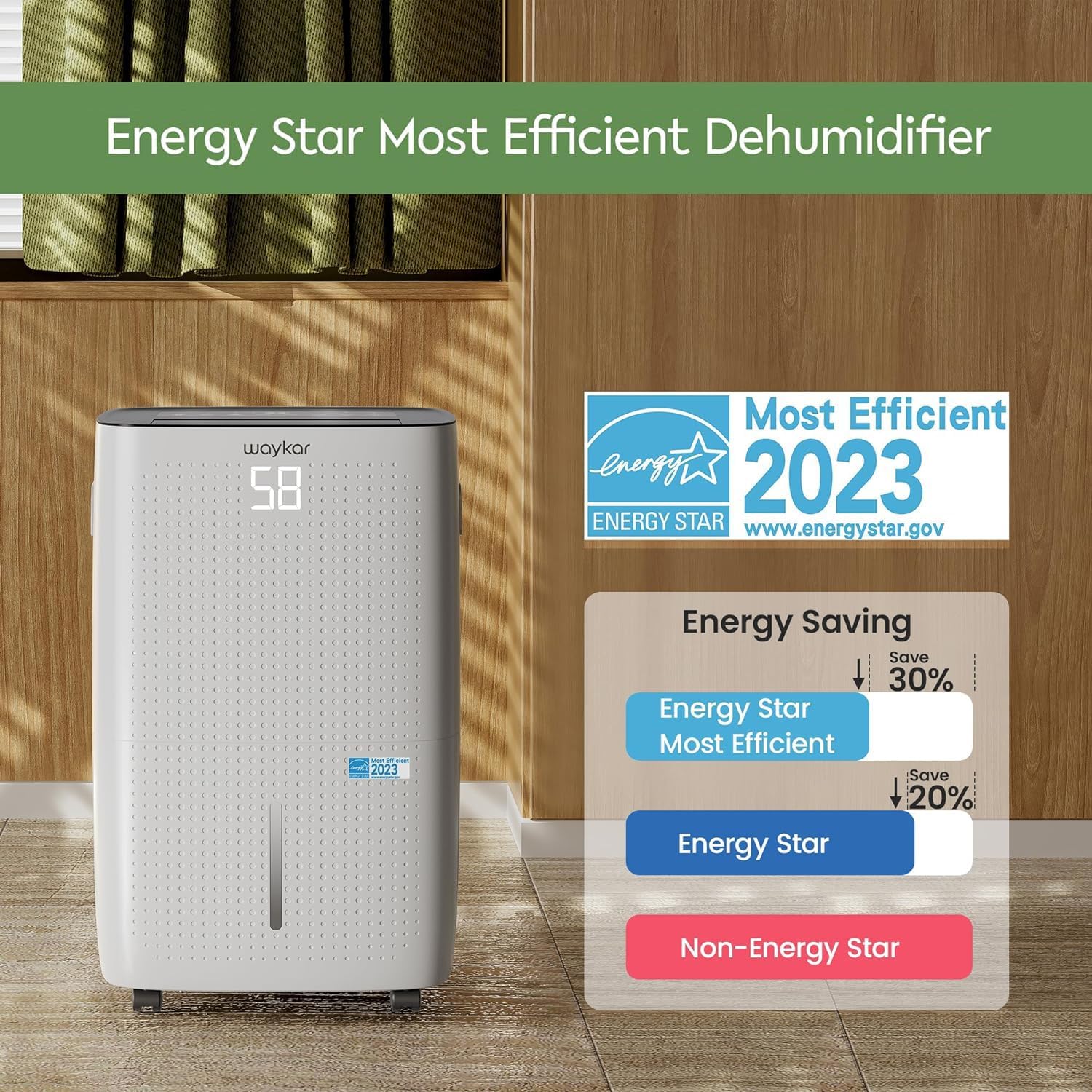 Waykar 2000 Sq Ft Dehumidifier for Home and Basements with Auto or Manual Drainage wourant