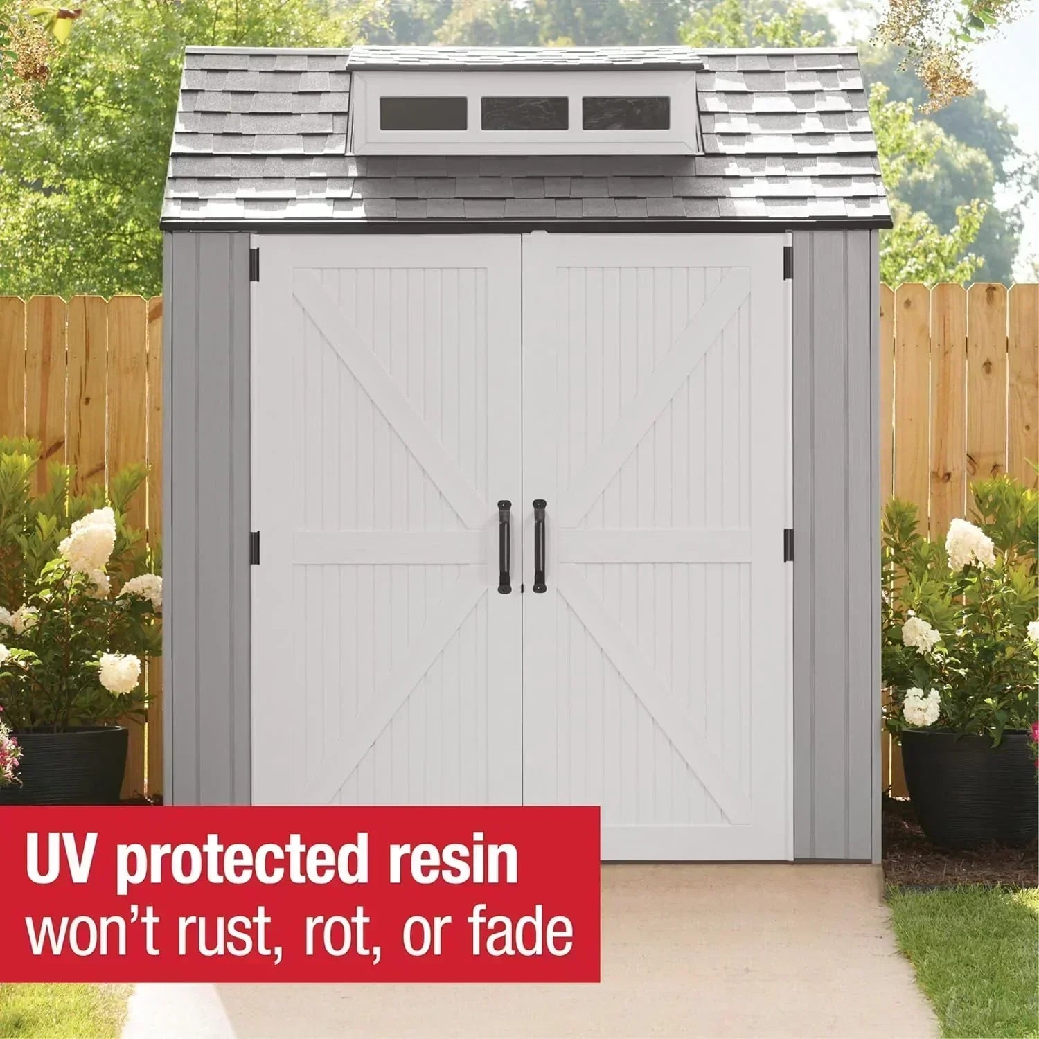 Rubbermaid Resin Outdoor Storage Shed With Floor Weather Resistant Gray Organization for Home wourant